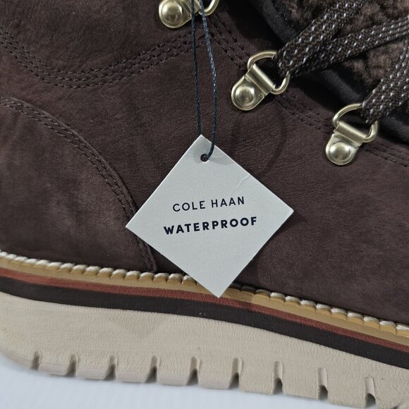 NEW Cole Haan Zerogrand Lodge Boot 9.5 Java Leather Shearling Waterproof Hiker - Picture 11 of 13